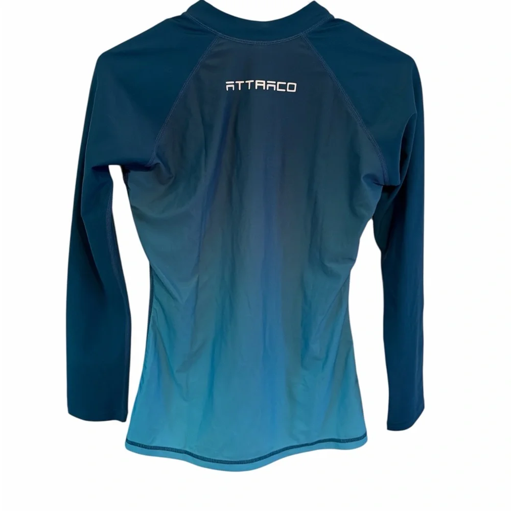 ATTRACO Long‎ Sleeve Rash Guard UV Sun Protection Zipper Gradient Swim Top Small - Picture 2 of 3